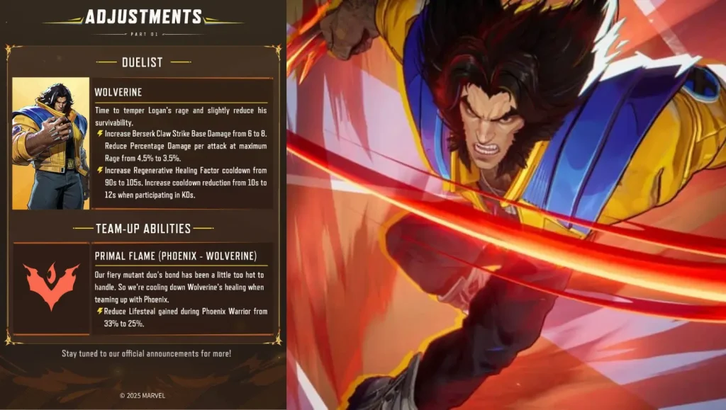Detailed Changes to the Wolverine Marvel Rivals Hero Team-up Ability in the Game Update
