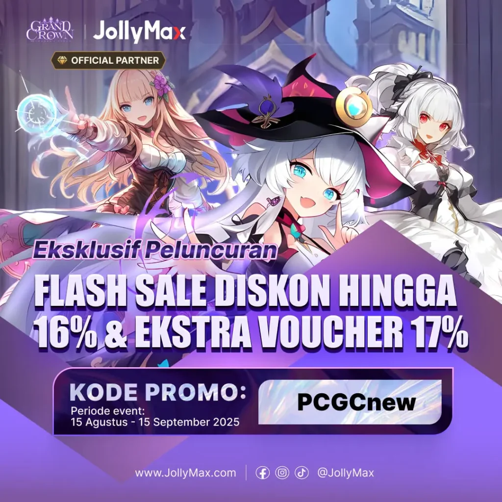 Event Flash Sale oleh Grand Crown: Game Pandora's Fate dengan diskon top-up hingga 16% dan voucher ekstra 17% dari JollyMax
