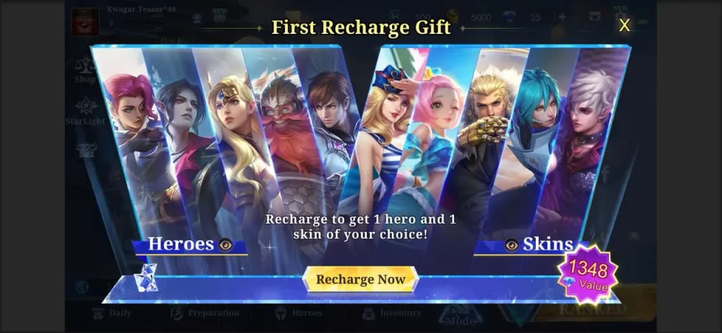 Mobile Legends: Bang Bang Etkinlik 1: Kalıcı Kahraman Seçim Paketi & Özel Kostüm Seçim Paketi Kazanmak İçin İlk Yükleme Hediyesi