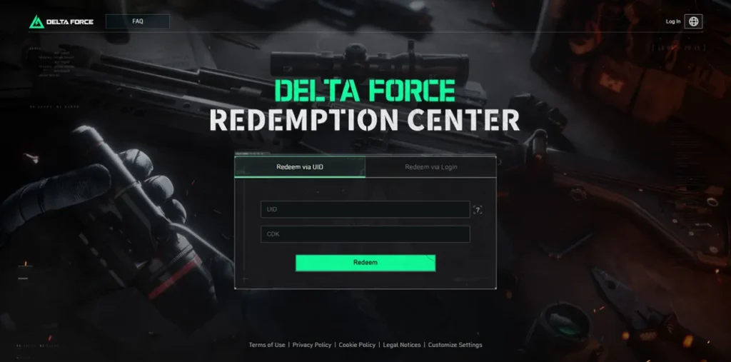 Delta Force players can redeem codes at the game's official redemption center using UID or account.