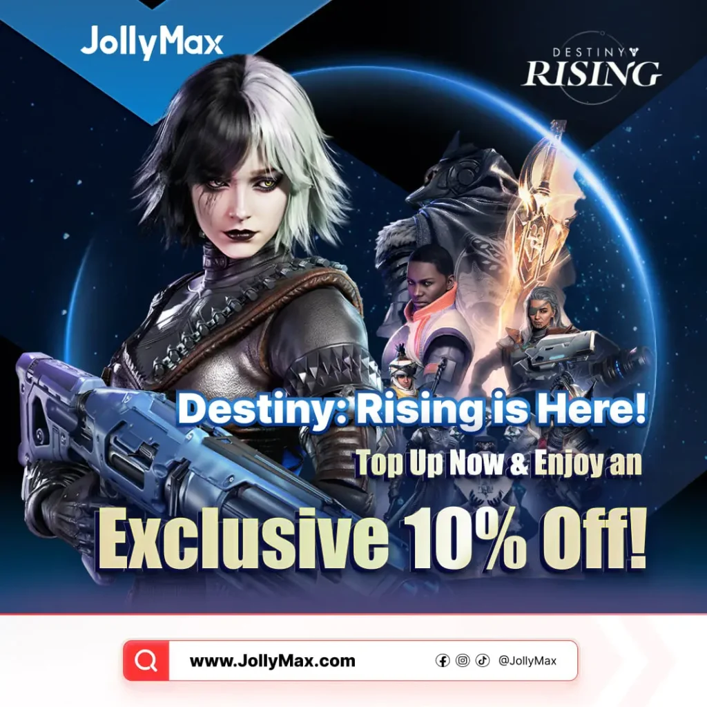 As an official partner of Destiny: Rising, JollyMax offers a top-up discount of 10% OFF for Destiny: Rising.