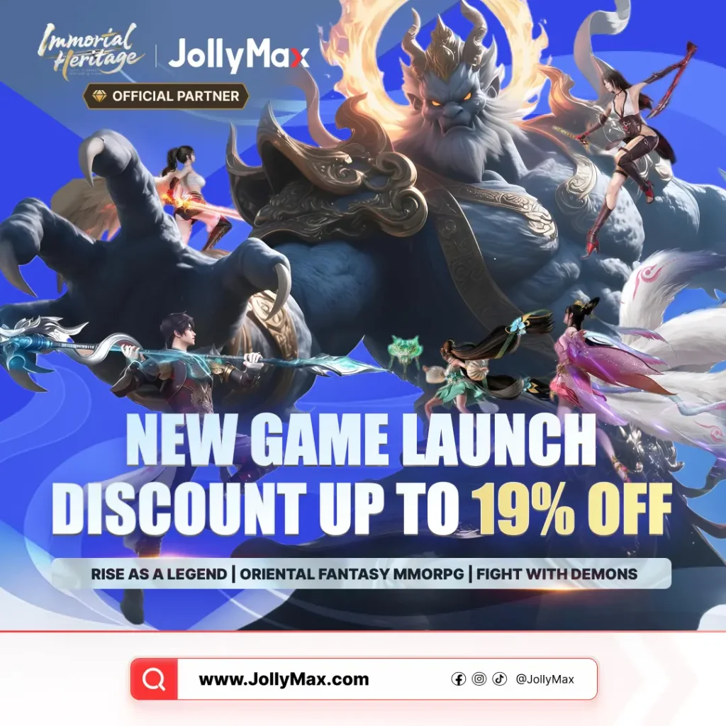 Diskon Top-up Immortal Heritage hingga 19% untuk Peluncuran Perdana di www.JollyMax.com