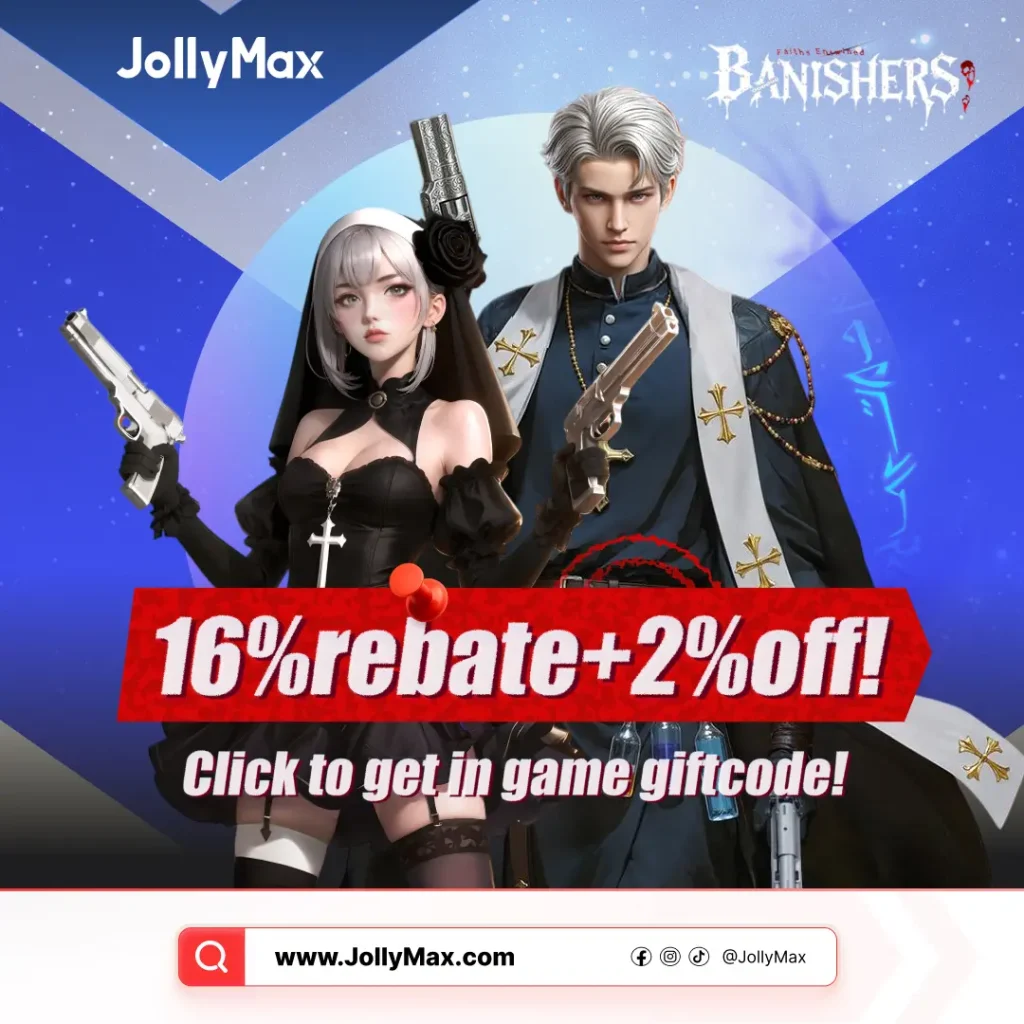 JollyMax launches Banishers: Faiths Entwined with an event promotion, top-up discounts, and in-game gift codes.