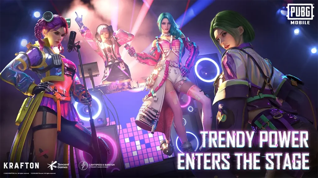 PUBG Mobile (PUBGM) ve The King of Fighters (KOF) marka iş birliği için Rising Star, Project Idol, Neon Wave ve Holo Rave Mythic kostümleri