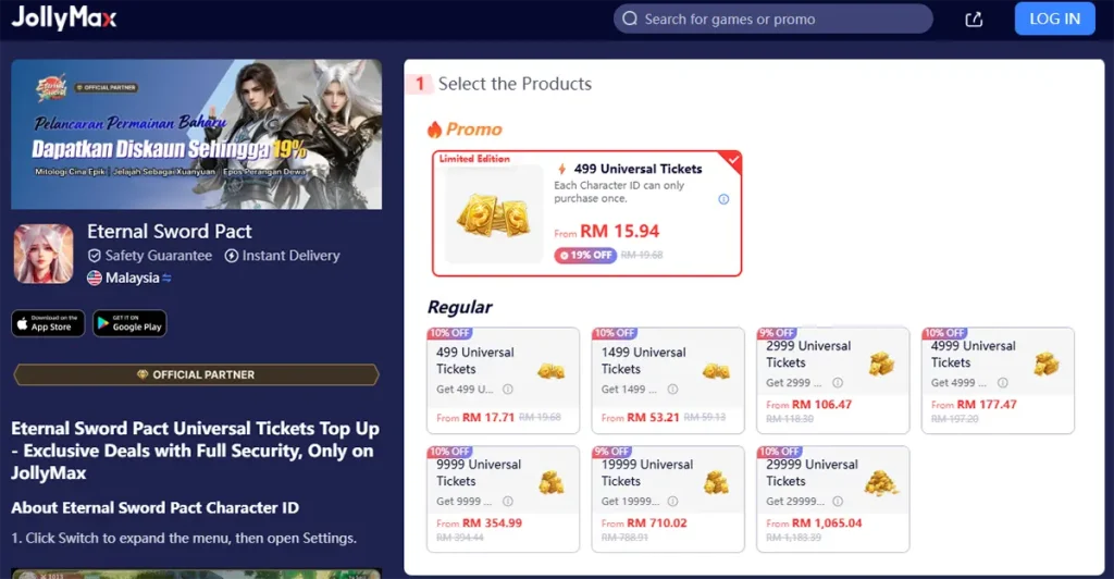 Level up faster in Eternal Sword Pact with JollyMax top-ups for the game