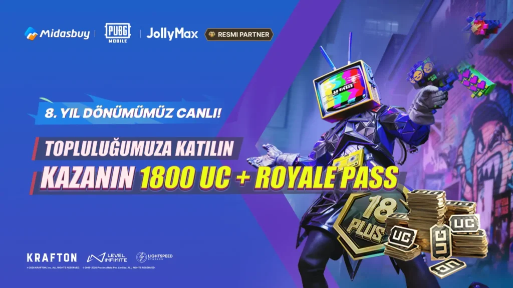 PUBG Mobile'ın 8. Yıl Dönümü İndirim Etkinliği: JollyMax Discord Grubunda Ödüller ve Oyun İçi Kazançlar