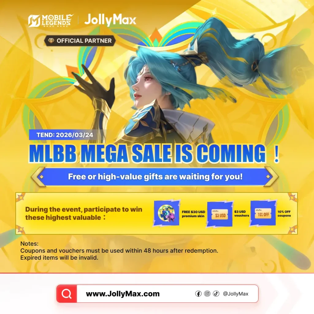 Nagunsad ang JollyMax ng isang malaking sales promotion bilang bahagi ng Golden Month event para sa mga manlalaro ng Mobile Legends: Bang Bang, na nag-aalok ng mga libre at pinakamurang reward para sa mga item na nangangailangan ng diamonds at para sa mas magandang karanasan sa paglalaro ng MLBB.