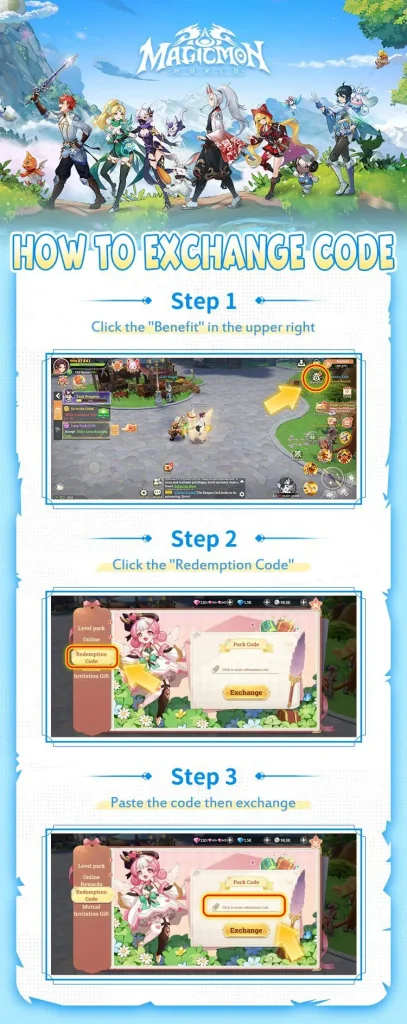 How to redeem free codes of Magicmon: World game?