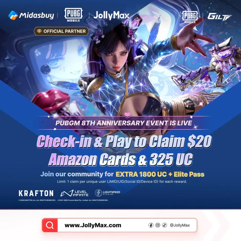 A Brief Overivew of An Event Promotion by JollyMax & Midasbuy for the 8th Anniversary Sale of PUBG Mobile (PUBGM) Game