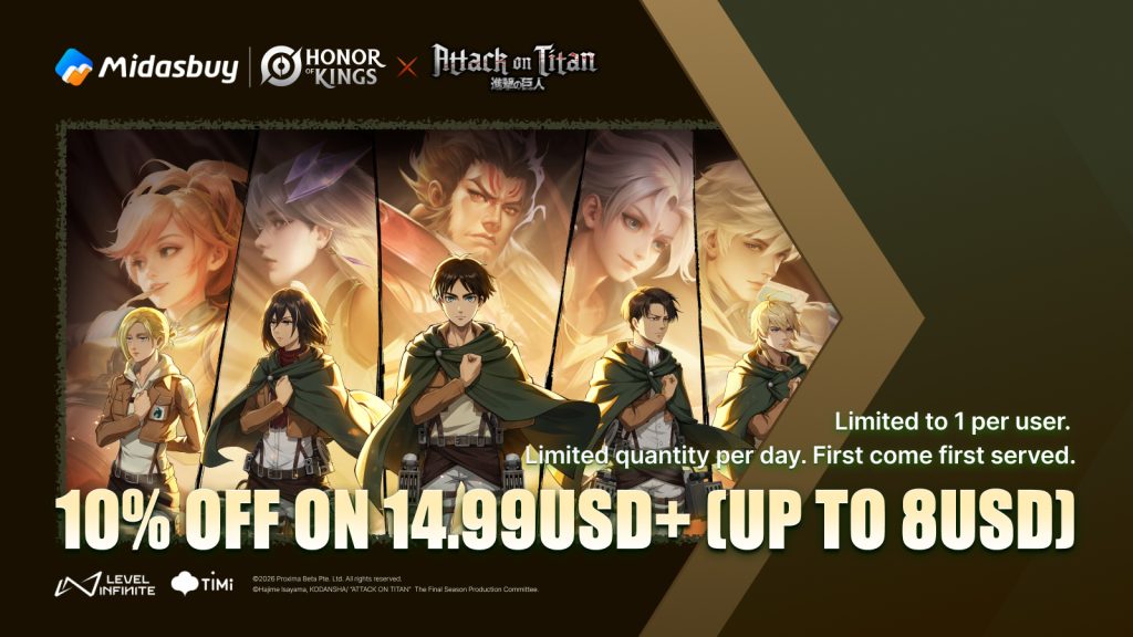Exclusive Honor of Kings x Attack on Titan Top-Up Event: Get 10% OFF!
