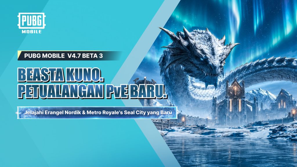 PUBG MOBILE V4.7 Beta 3 featuring the Ancient Beast event in Nordic-themed Erangel and the new Seal City PvE map in Metro Royale