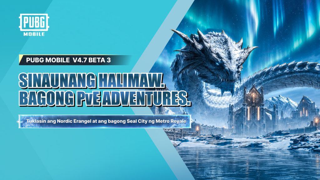 PUBG MOBILE V4.7 Beta 3 featuring the Ancient Beast event in Nordic-themed Erangel and the new Seal City PvE map in Metro Royale